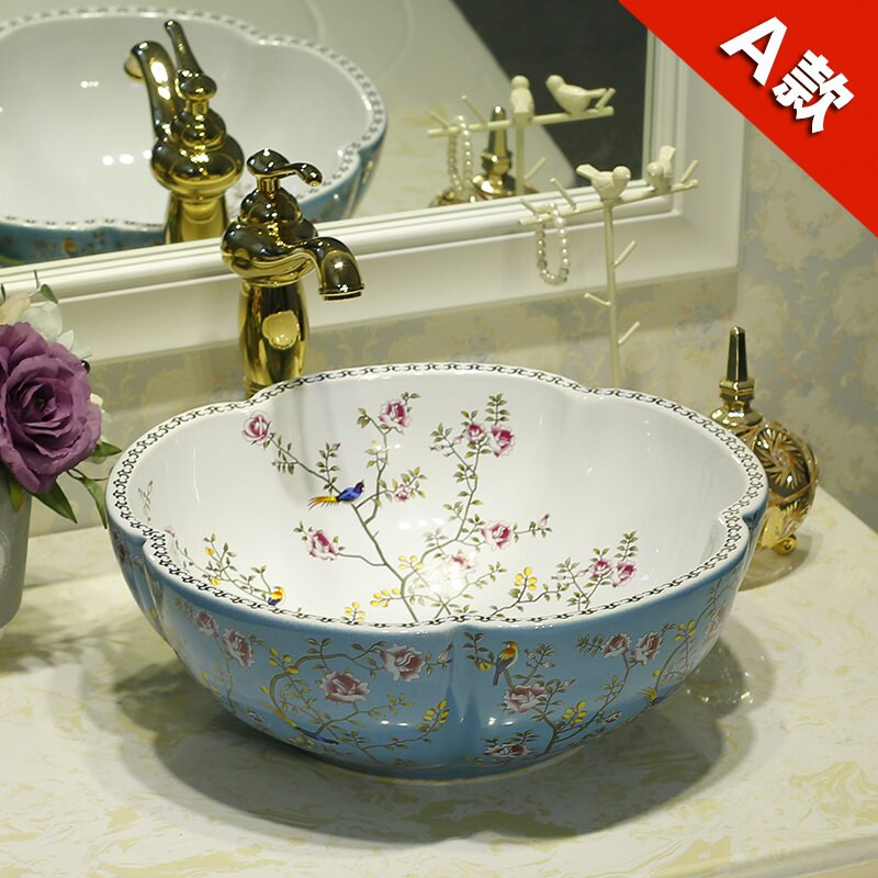 Hand Painted Bathroom Sinks
 Ceramic Counter Top Wash Basin Cloakroom Hand Painted