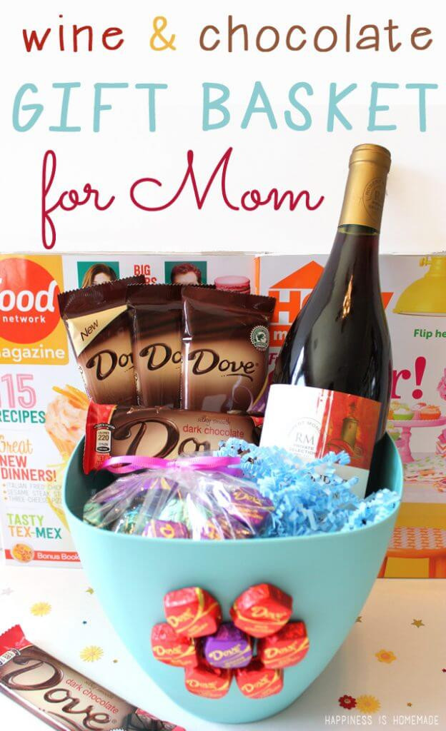 Homemade Wine Gift Basket Ideas
 Mother s Day Wine & Dark Chocolate Gift Basket Happiness