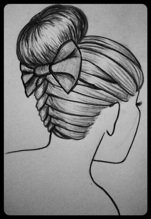 How To Draw Hairstyles Easy
 braided bun updo with bow drawing i did