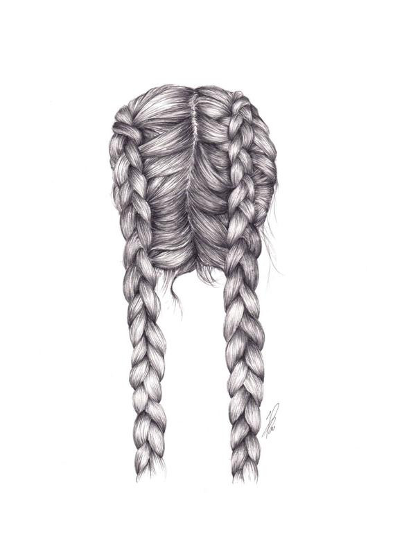 How To Draw Hairstyles Easy
 Items similar to Dutch Braid Illustration Hair Drawing on Etsy