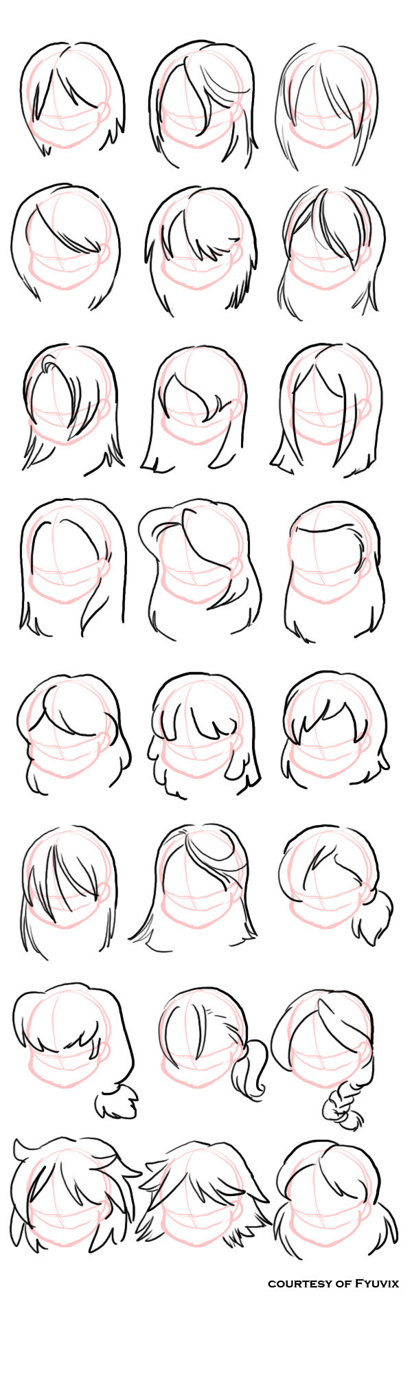 How To Draw Hairstyles Easy
 ic Art Reference – Straight Hairstyles