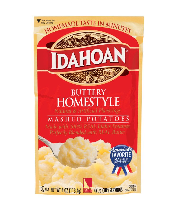Idahoan Instant Mashed Potatoes
 Buttery Homestyle Flavored Mashed Potatoes Package by Idahoan
