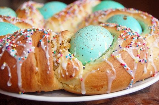 Italian Easter Food
 Italian Easter Bread With Dyed Eggs s and
