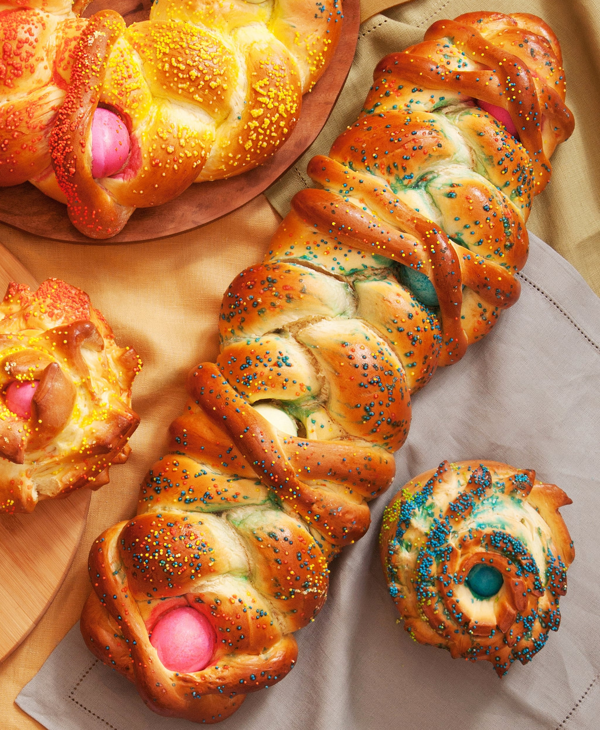 Italian Easter Food
 Easter Bread With Colored Eggs