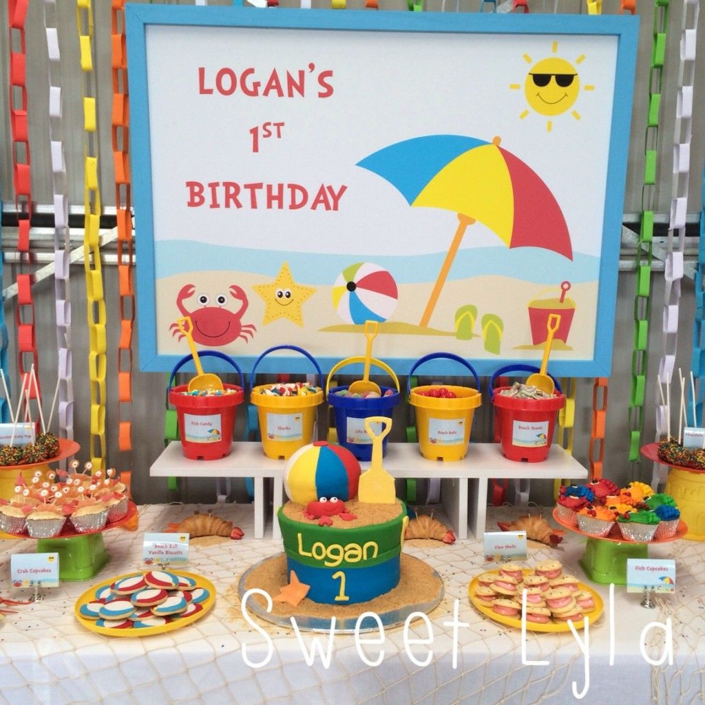 Kid Beach Party Food Ideas
 Beach themed 1st Birthday party ideas for a cool indoors