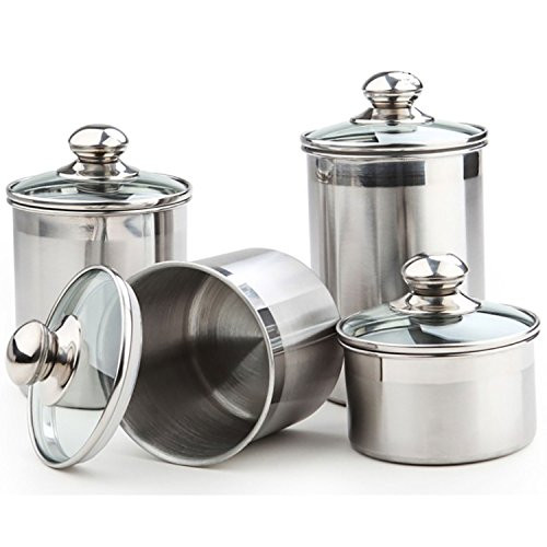 Kitchen Counter Canisters
 Stainless Steel Canister Sets Starches and Greens