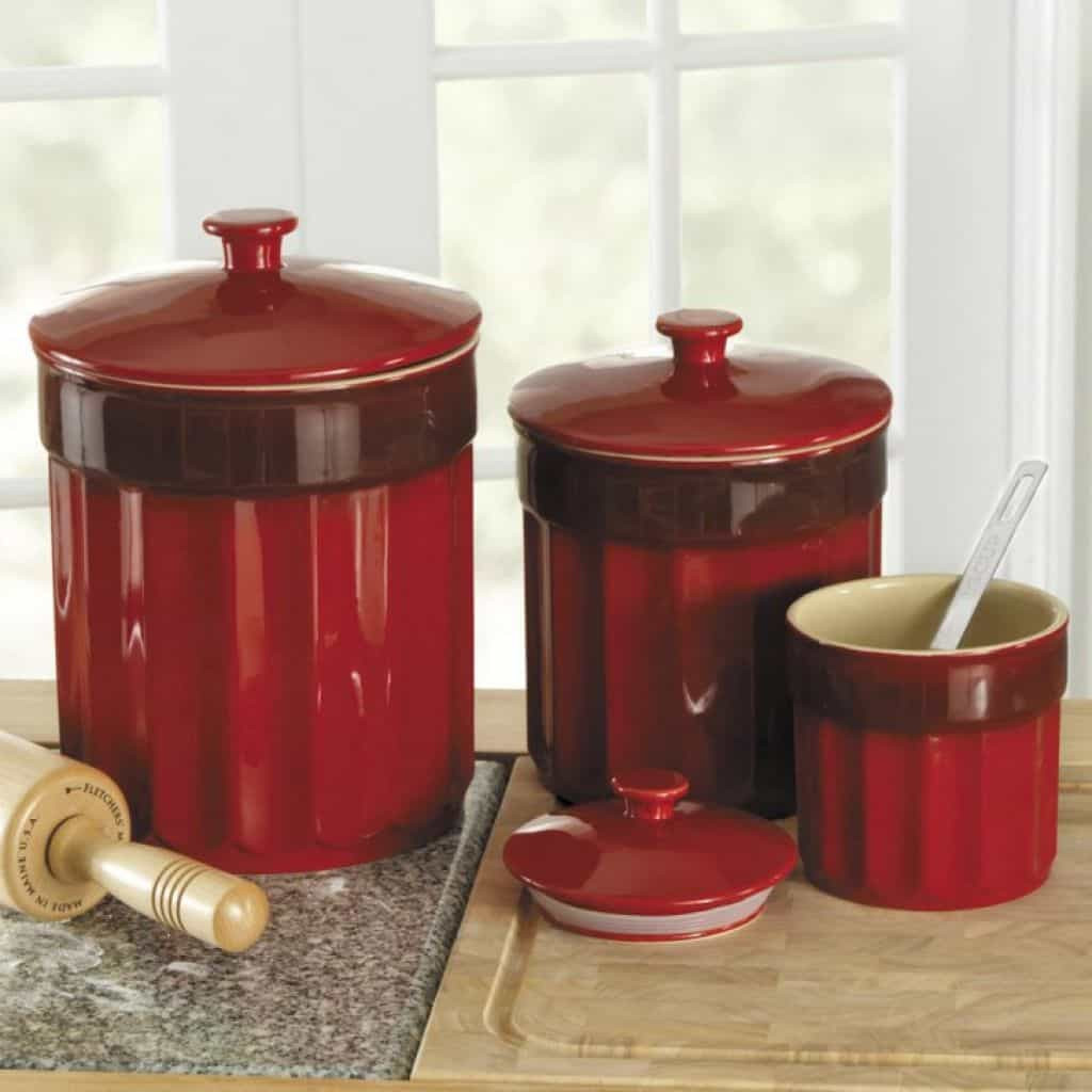 Kitchen Counter Canisters
 Deep Red Ceramic Canister Set For The Kitchen Choosing