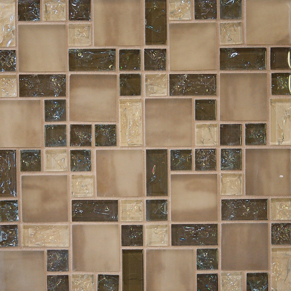 Kitchen Mosaic Tile
 1 SF Brown crackle glass mosaic tile wall Backsplash