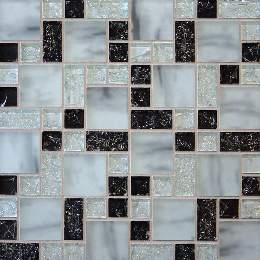 Kitchen Mosaic Tile
 Sample White Marble crackle glass mosaic tile Kitchen