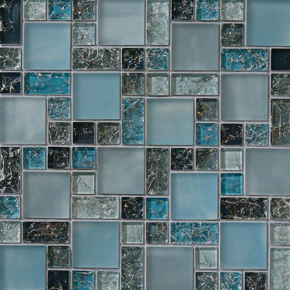 Kitchen Mosaic Tile
 SAMPLE blue crackle glass mosaic tile backsplash Kitchen
