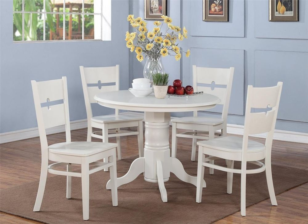 Kitchen Table Sets White
 5 PC SHELTON ROUND KITCHEN TABLE w 4 ROCKVILLE WOOD SEAT