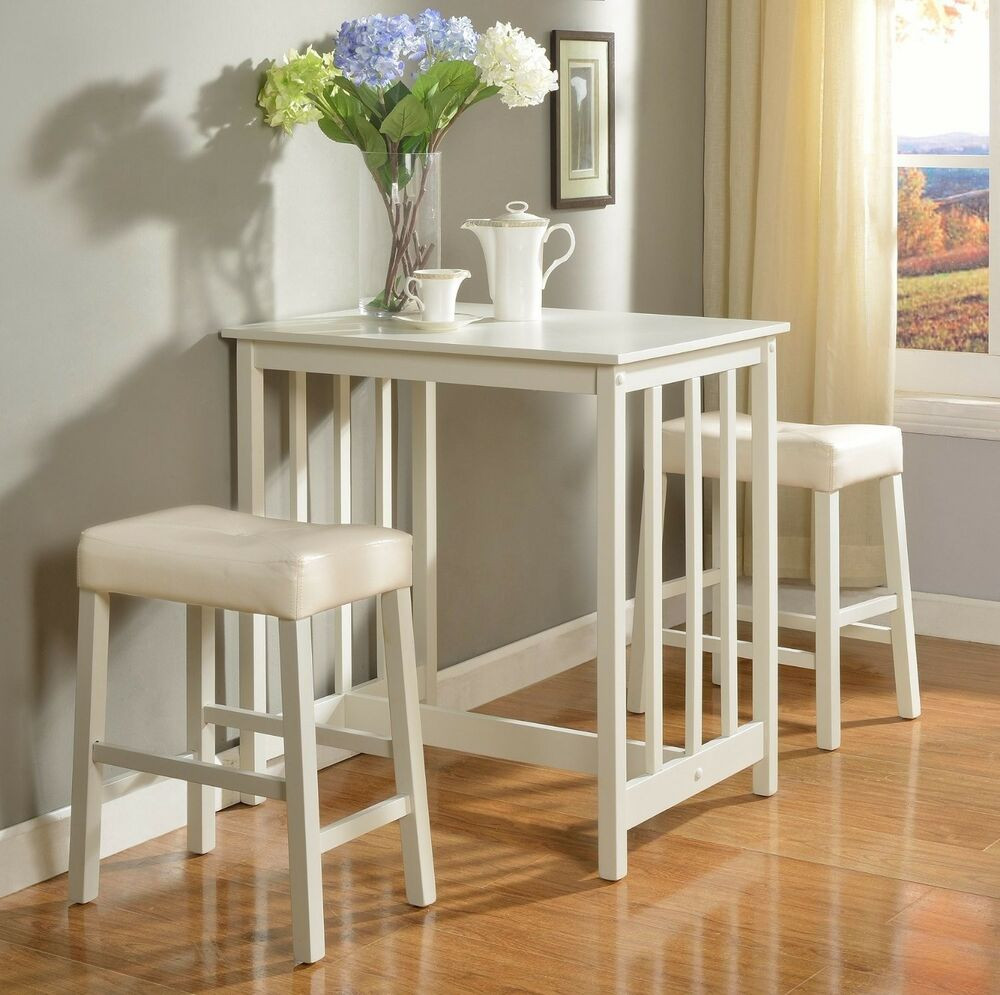 Kitchen Table Sets White
 White Counter Height Dining Table Set of 3 Piece Bar Pub