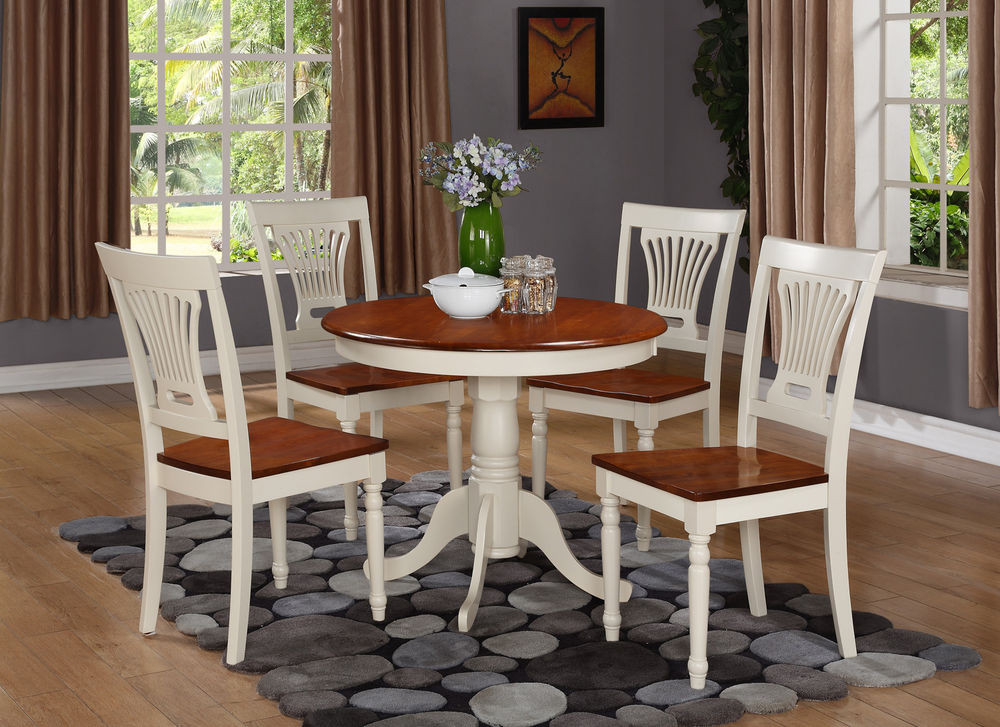 Kitchen Table Sets White
 3PC ROUND TABLE DINETTE KITCHEN DINING SET W 2 WOOD