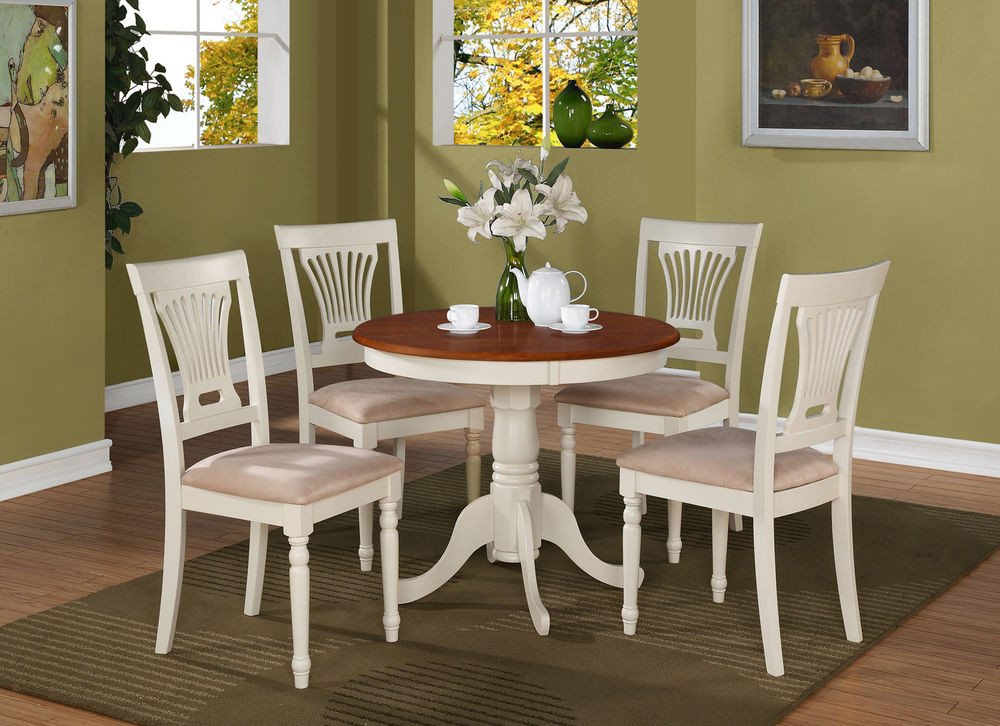 Kitchen Table Sets White
 5PC ANTIQUE ROUND DINETTE KITCHEN TABLE DINING SET WITH 4