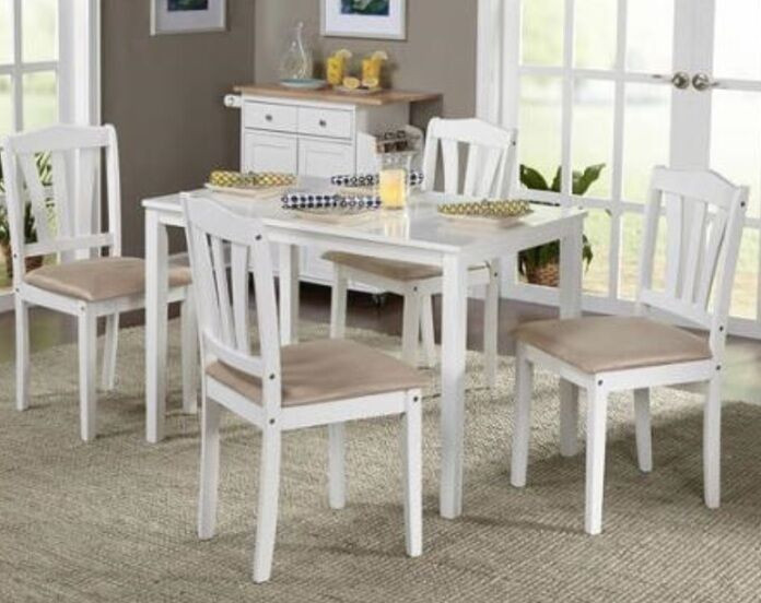 Kitchen Table Sets White
 5 Pc White Wood Dining Room Set Kitchen Chair Table Sets