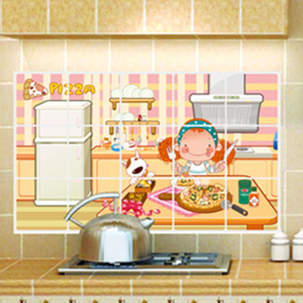 Kitchen Wall Decals Removable
 45 75CM Kitchen Removable Oil Proof Waterproof Sticker