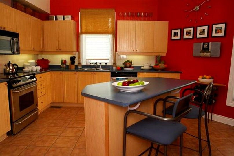 Kitchen With Red Wall
 Red Kitchen Walls