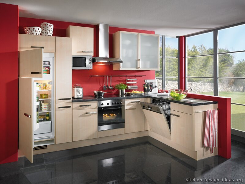 Kitchen With Red Wall
 Modern Kitchen Cabinet Ideas For 2013