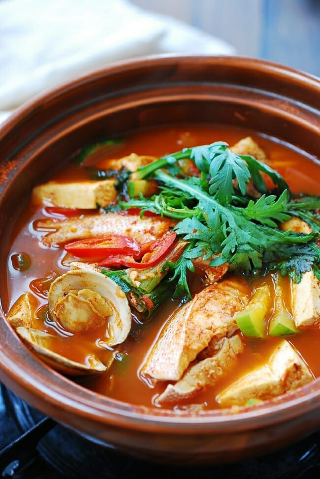 Korean Seafood Stew
 Domi Maeuntang Spicy Fish Stew with Red Snapper Korean