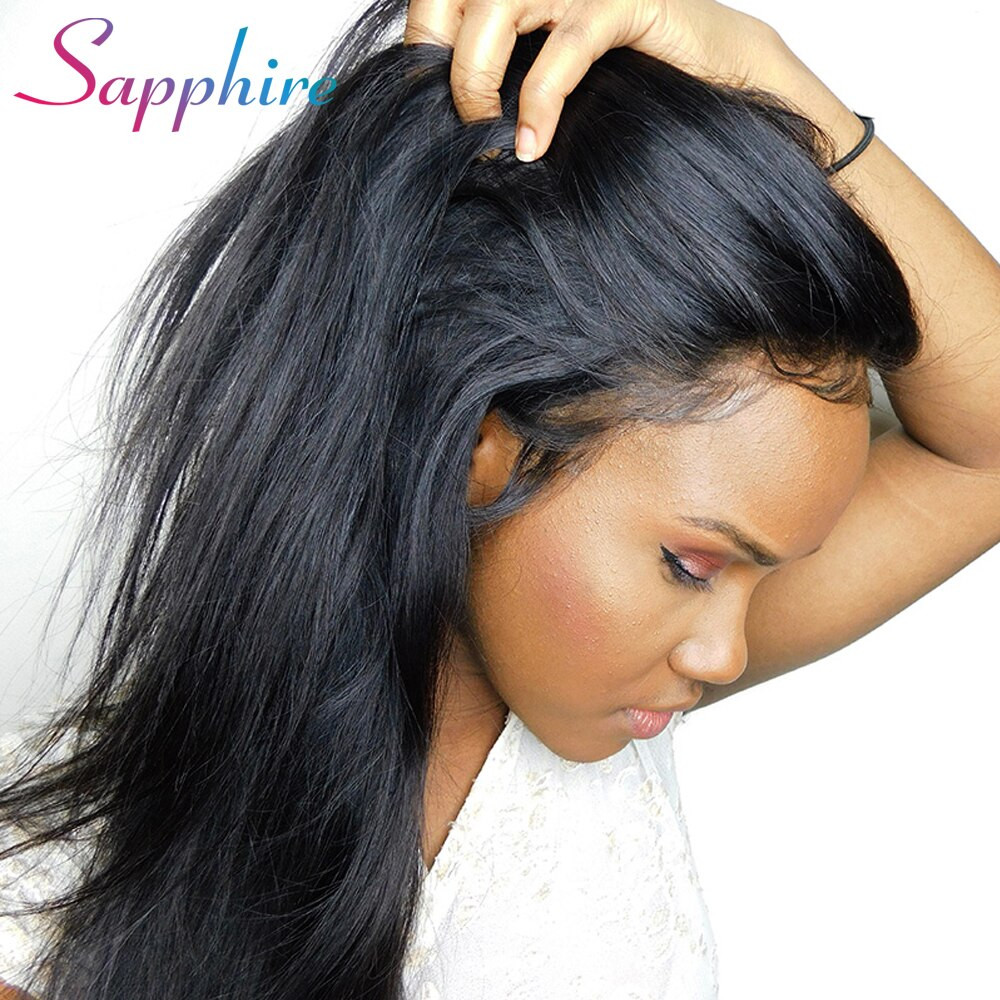 Lace Front Frontals With Baby Hair
 Sapphire Malaysian Straight 360 Lace Frontal Wig Remy Lace