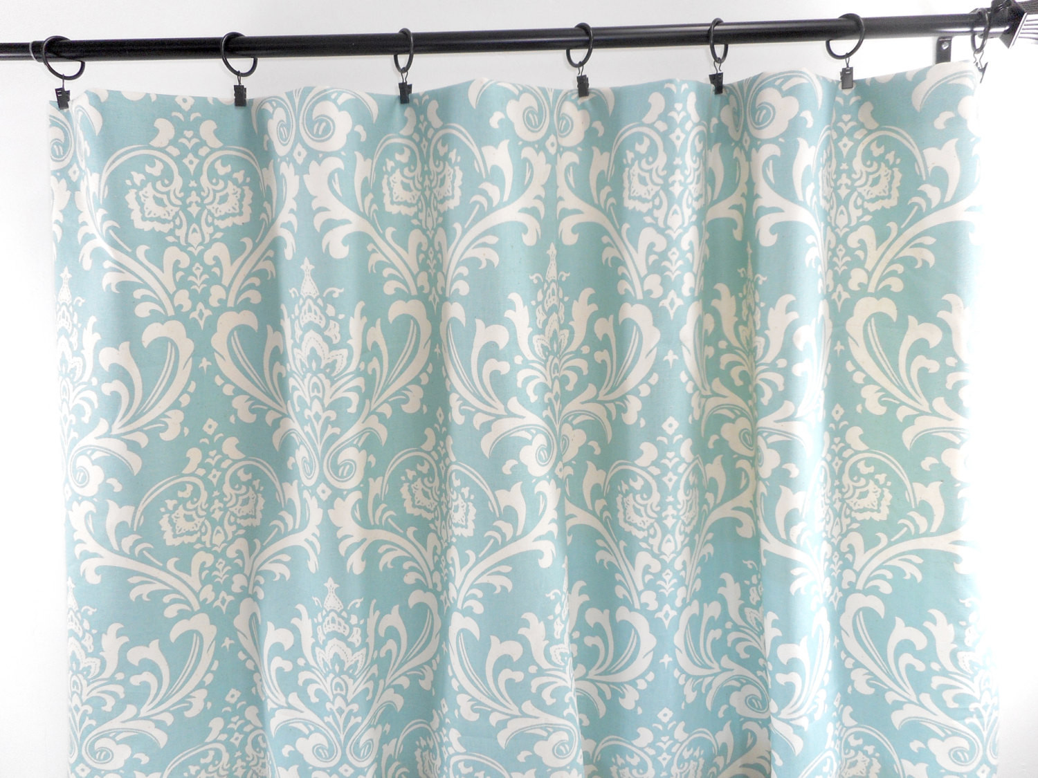 Light Blue Kitchen Curtains
 Light blue Curtains Damask Curtains by TwistedBobbinDesigns