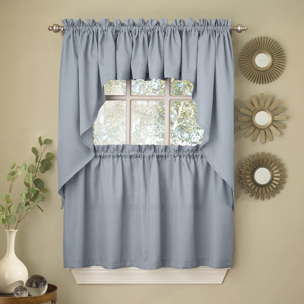 Light Blue Kitchen Curtains
 Light Blue Opaque Solid Ribcord Kitchen Curtains Choice of
