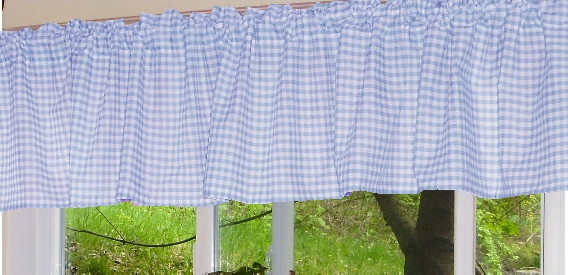 Light Blue Kitchen Curtains
 Light Blue Gingham Kitchen Café Curtain unlined or with