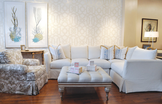 Living Room Chair Slipcovers
 White Slipcovered Sectional Beach Style Living