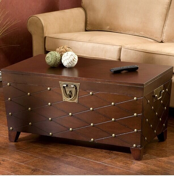 Living Room Chest Table
 Accent Storage Brown Wood Cocktail Coffee Table Living