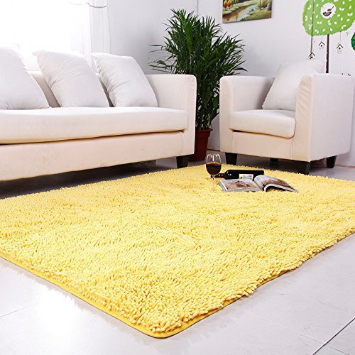 Living Room Rug Sets
 Amazon USTIDE Yellow Chenille Rugs Shaggy Washable