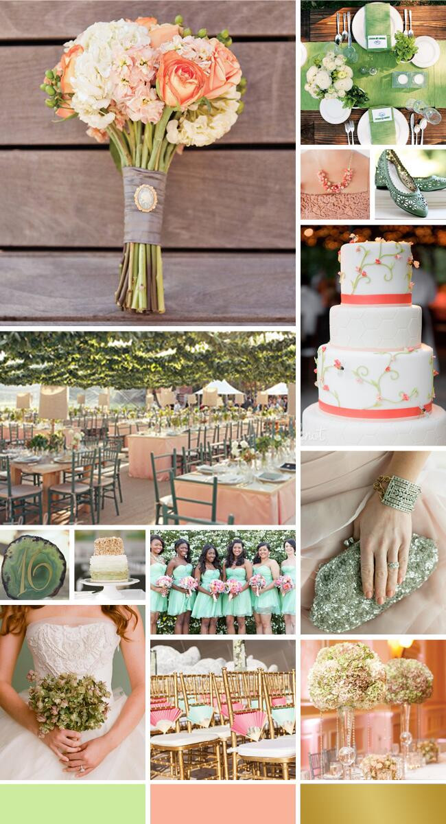 Mint Wedding Theme
 Color Palette We’re Loving… Mint Peach and Gold