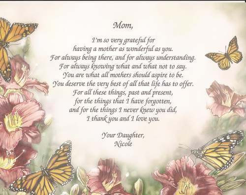 Mother's Day Homemade Gifts
 Personalized Poem for Mother Gift for Mother s Day