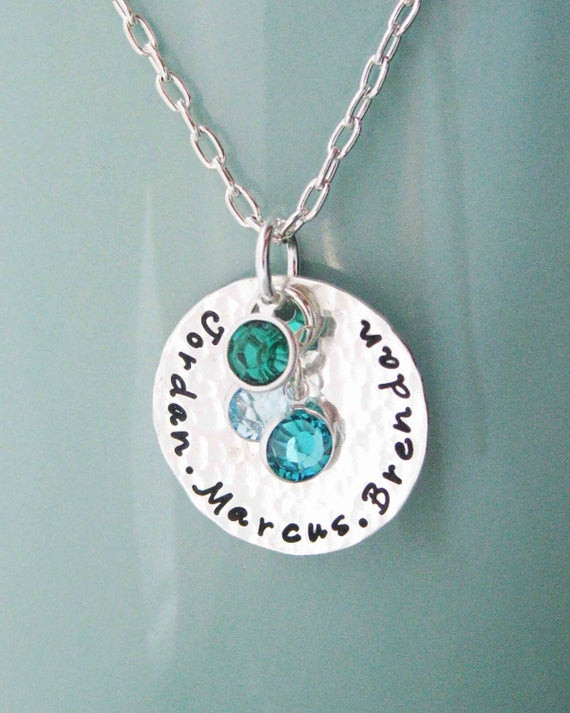 Mothers Day Birthstone Gifts
 Sterling silver birthstone mother necklace Custom