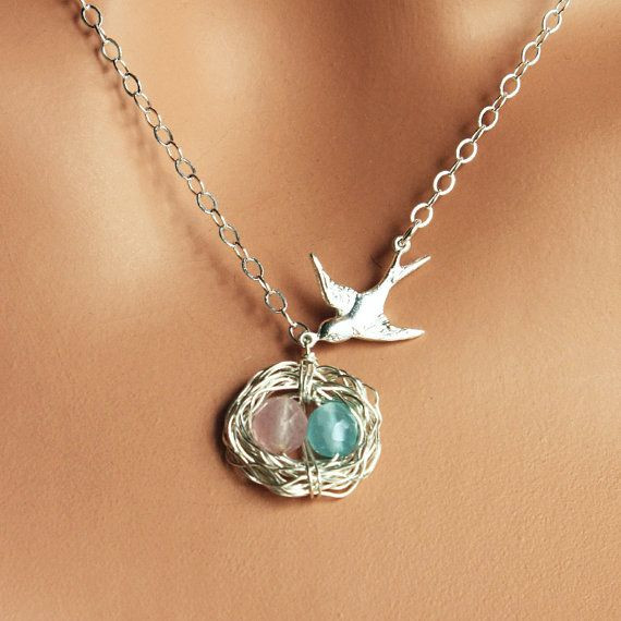 Mothers Day Birthstone Gifts
 Personalized Mother s Day Gift Two Egg Gemstone Bird