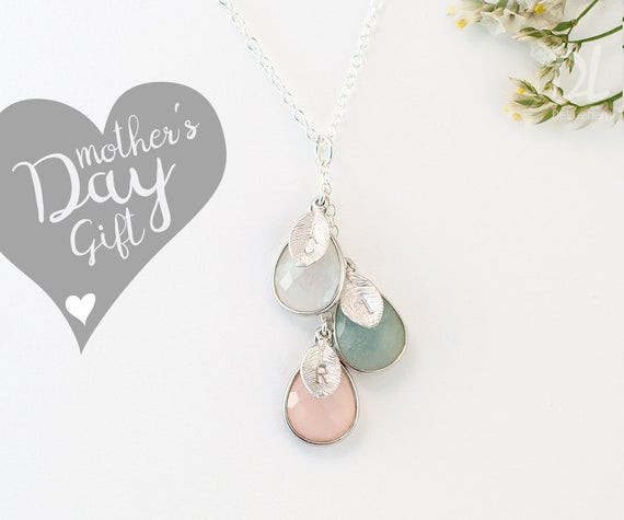 Mothers Day Birthstone Gifts
 Custom Birthstone Necklace For Mom Mothers Day Gift by