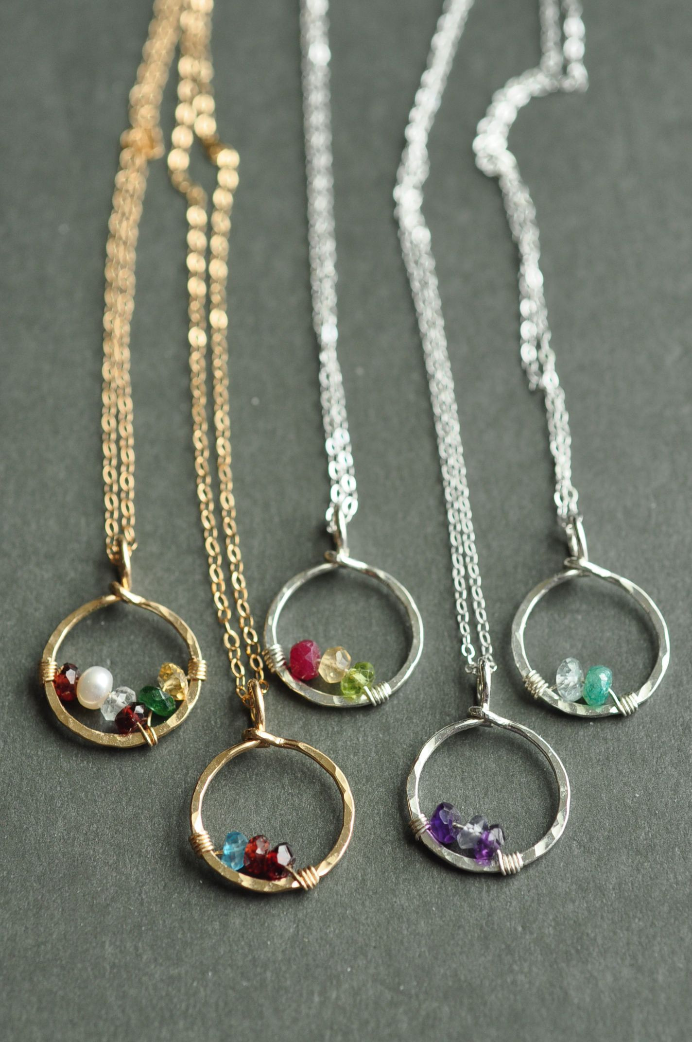 Mothers Day Birthstone Gifts
 Circle of Love birthstone necklaces Simple and timeless