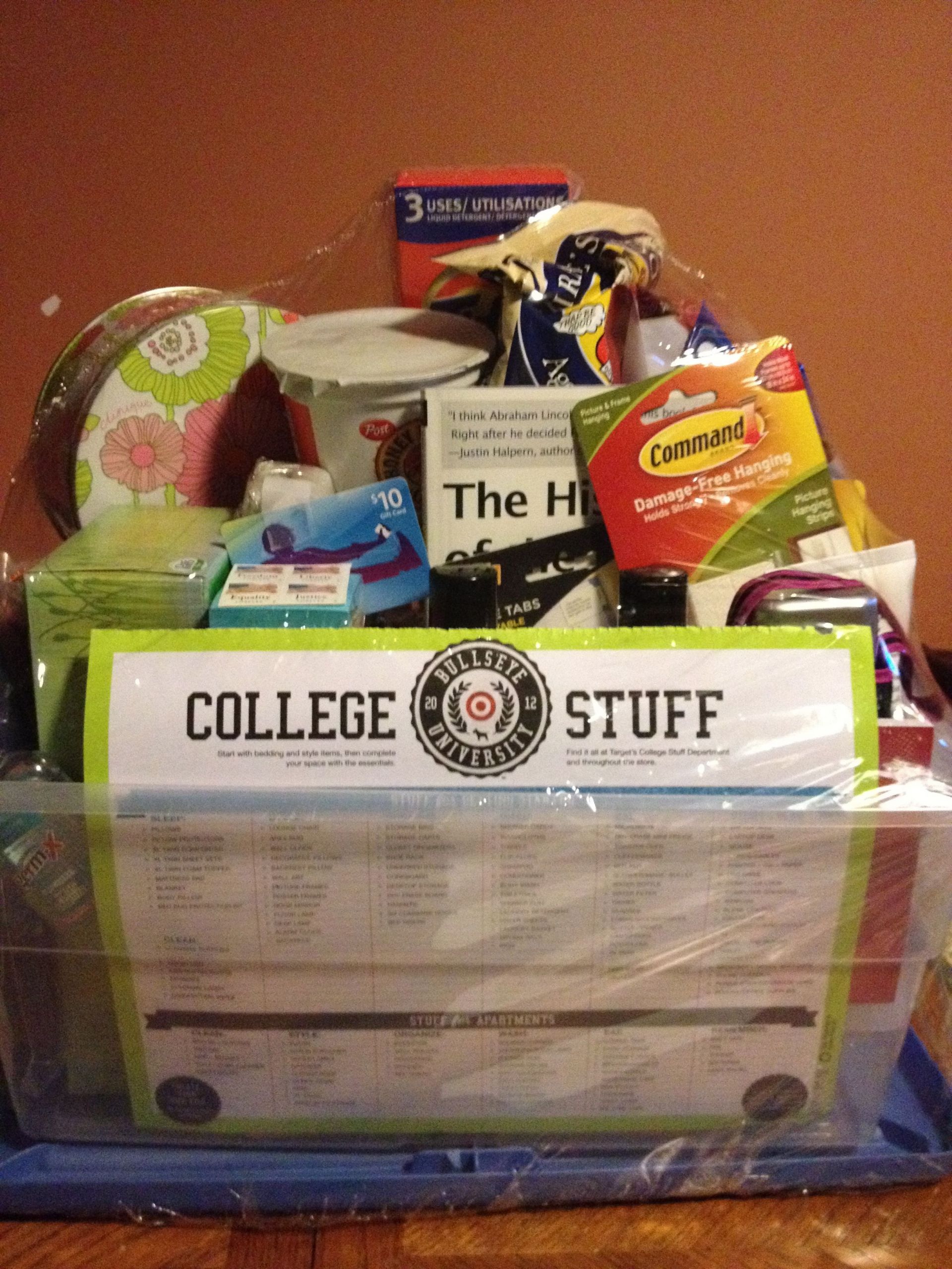 Off To College Gift Basket Ideas
 Put this fun t basket to her for my niece who is off