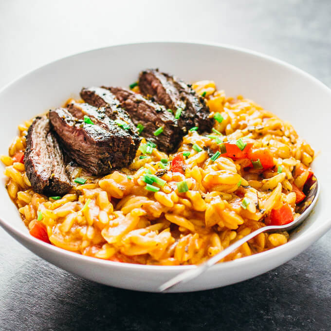 Pasta Side Dishes For Steak
 Skirt steak orzo pasta skillet savory tooth