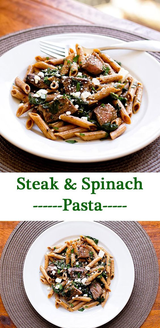 Pasta Side Dishes For Steak
 Pasta with Steak and Spinach Recipe