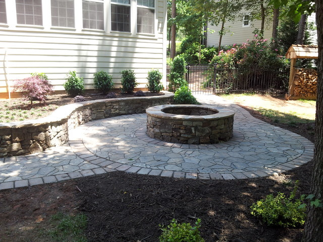 Paving Stones Fire Pit
 Natural Stone Retaining Wall & Fire Pit with Belgard Paver