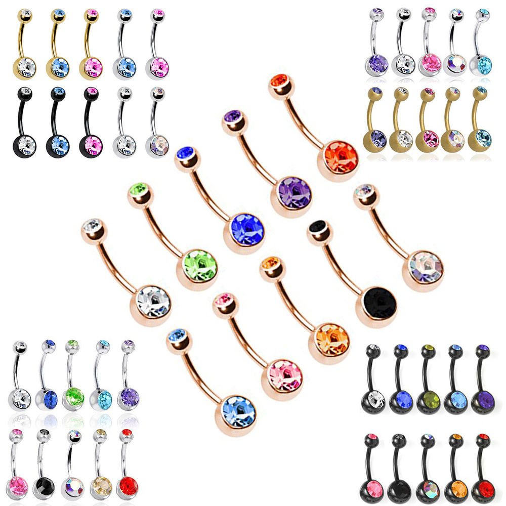 Peircings Body Jewelry
 Lot of 10pcs 14G Double Gem Belly Button Ring Body Jewelry