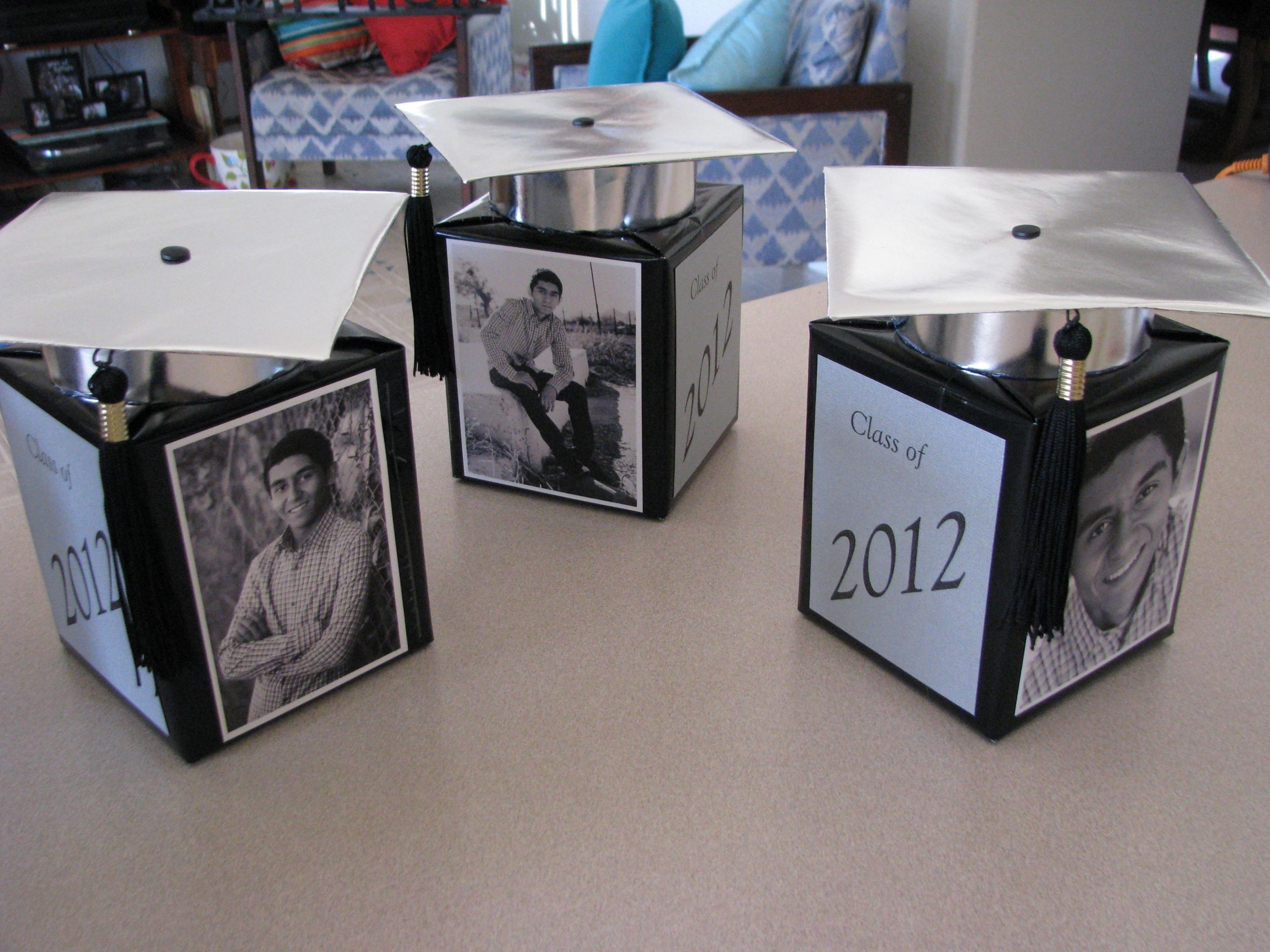 Personalized Graduation Party Ideas
 personalized grad party centerpieces out of tissue boxes