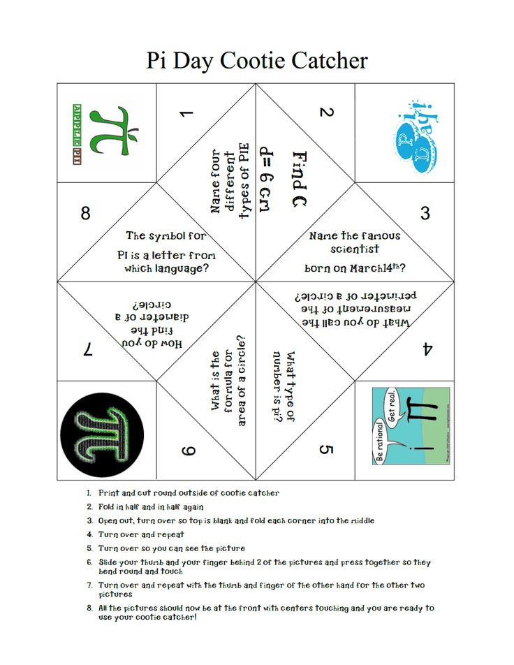 Pi Day Worksheets Activities
 Pi Day Cootie Catcher pdf Math PI