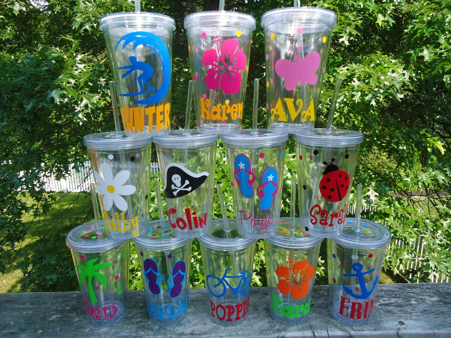 Pool Party Favor Ideas For Kids
 6 Personalized Acrylic Tumblers New Summer designs at the