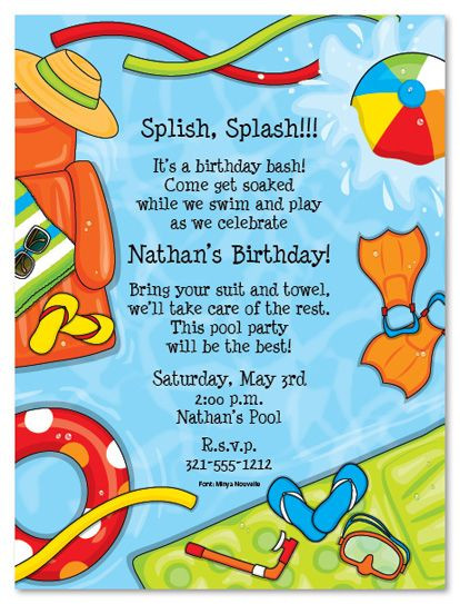 Pool Party Invitation Wording Ideas
 Summer Splash Birthday Party Invitations