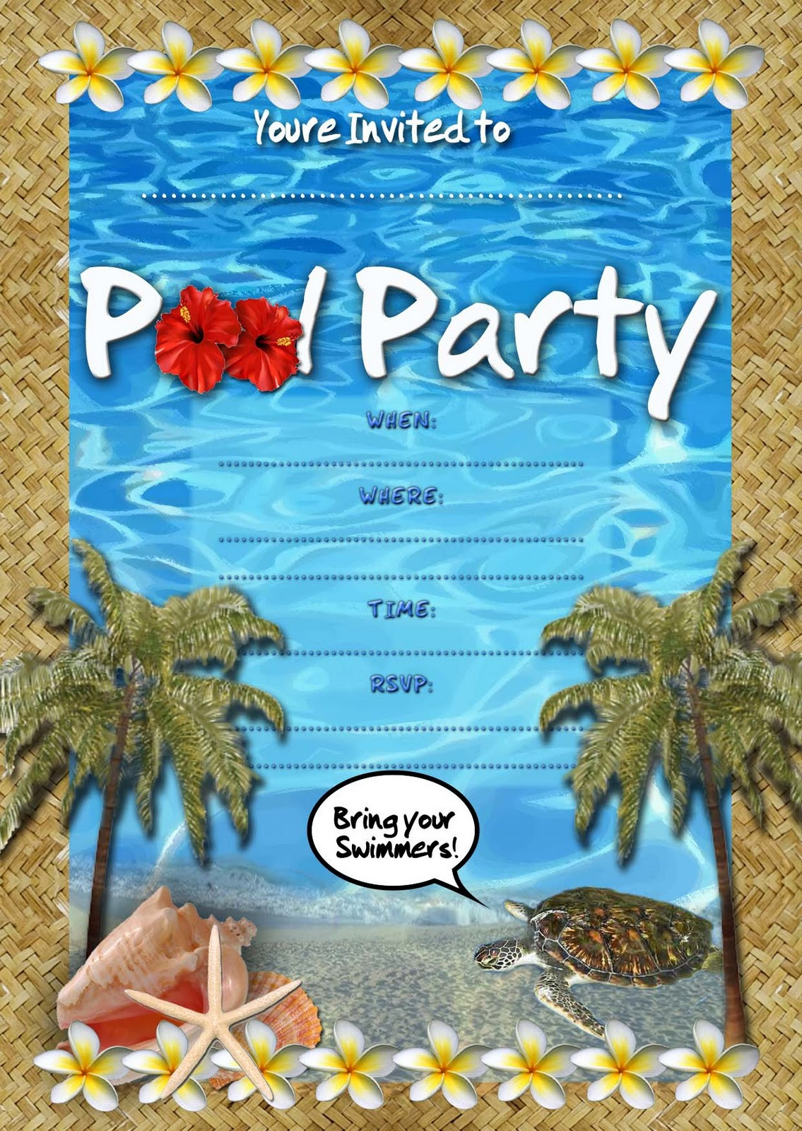 Pool Party Invitation Wording Ideas
 FREE Kids Party Invitations Pool Party Invitation
