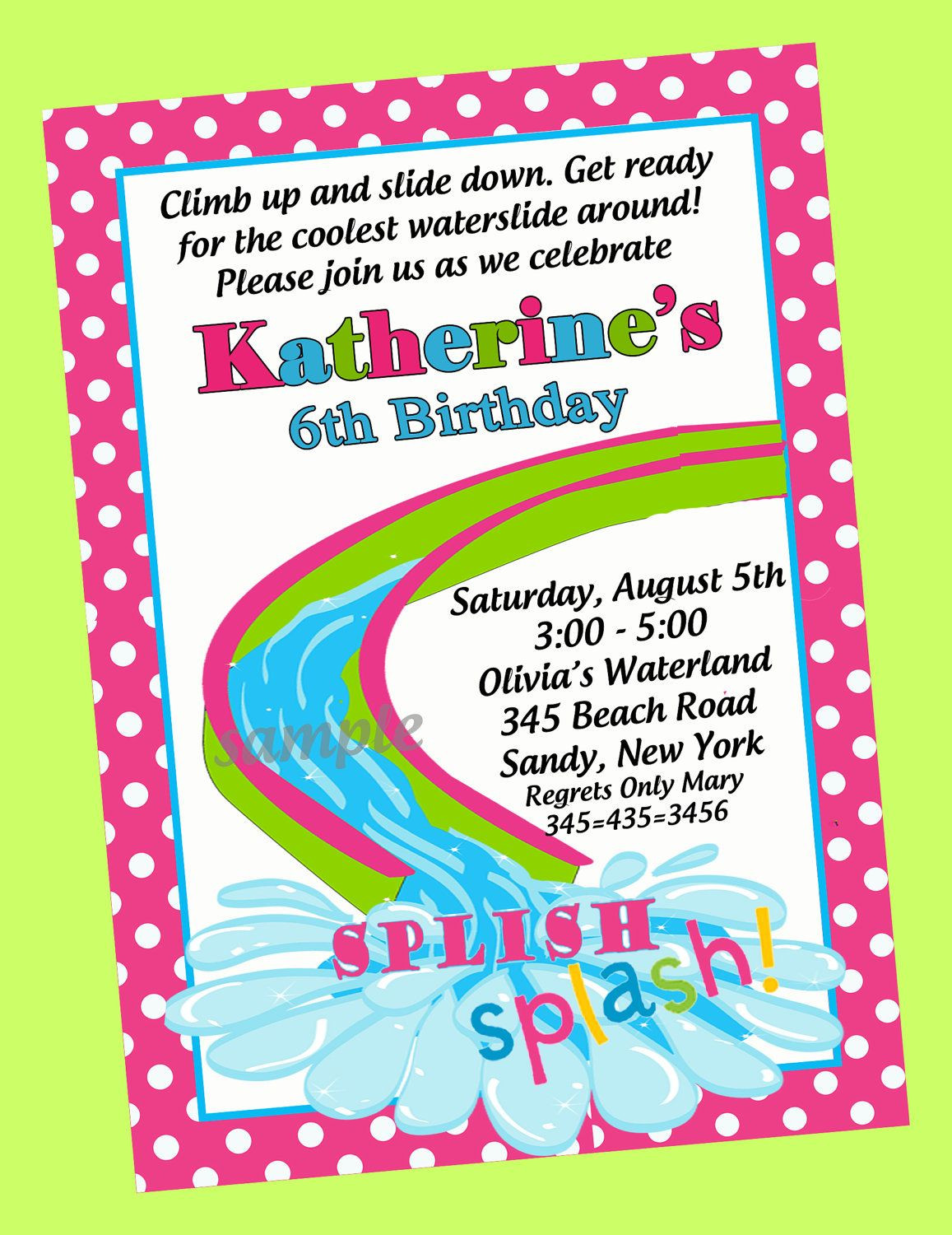 Pool Party Invitation Wording Ideas
 Waterslide Pool Party Birthday Party Printable DIY
