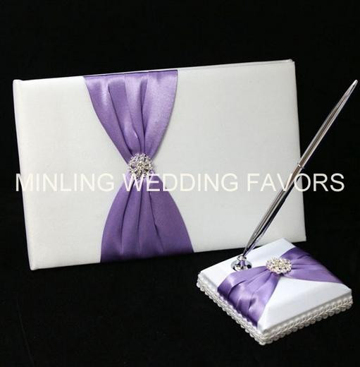 Purple Guest Book Wedding
 2017 Minling Wedding Favors Purple Guest Book Sign Pen