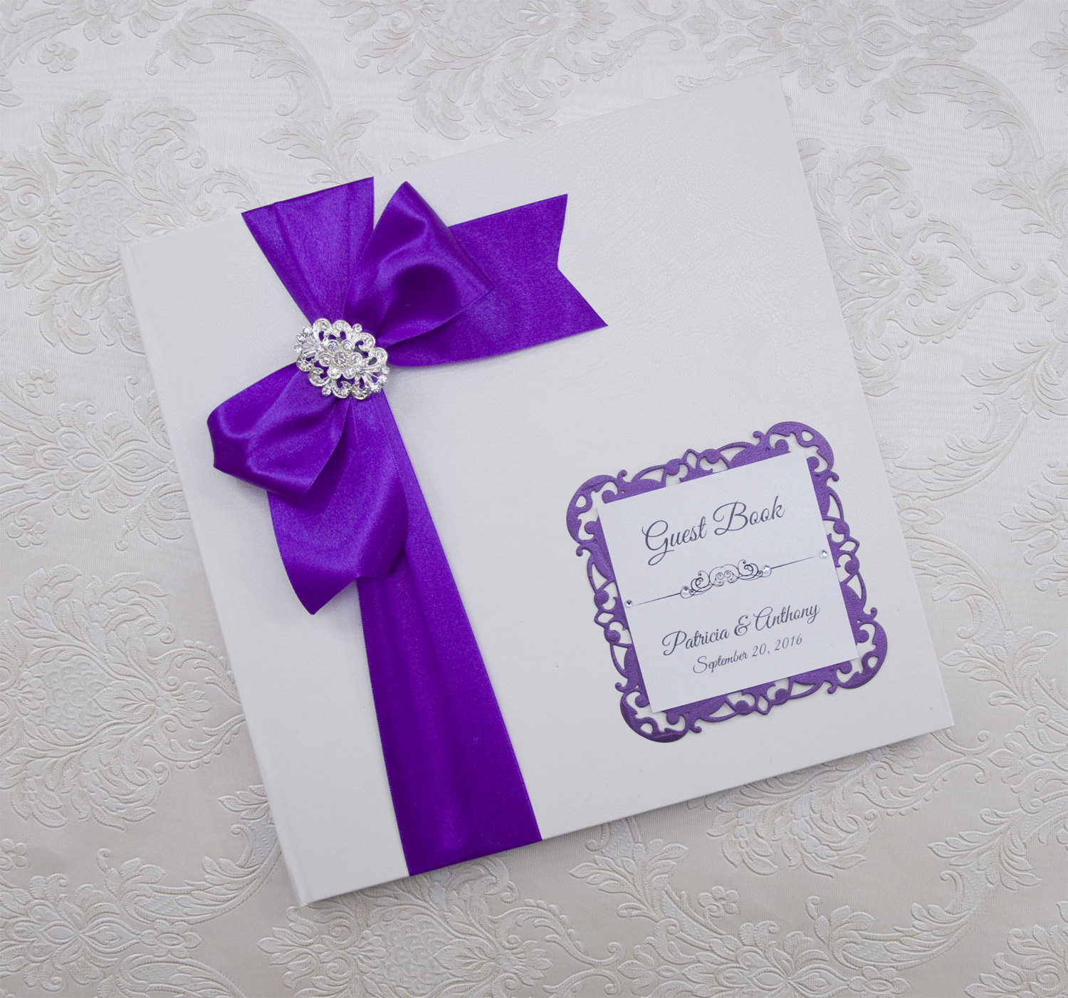 Purple Guest Book Wedding
 Wedding Guest Book Personalized purple