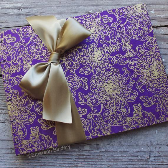 Purple Guest Book Wedding
 Wedding Guest Book Purple and Gold Mums Select a by